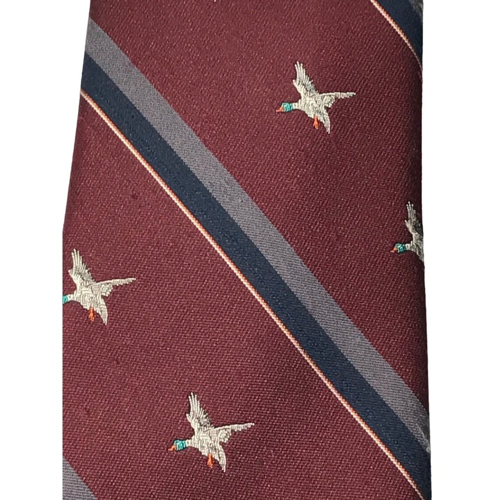 Ducks Stripes Vintage Silk Neck Tie Mauve Blue Grey White Green Art Deco Swing 5